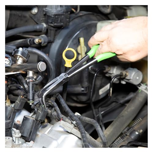OEMTOOLS 22623 11" 90° Angled Long Nose Pliers – Rust Resistant, Heat-Treated Alloy Steel, Extended Reach for Automotive, Electrical, and Jewelry Work - style: 11 inch 90 degree long nose pliers