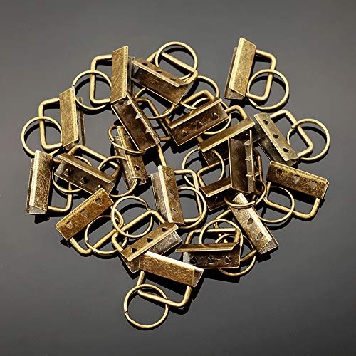 SPEEDWOX Key Fob Pliers and 20 Sets 1.25 Inch Key Fob Hardware with Split Rings Antique Brass Webbing Fabric Crafts Wristlet Set Glass Breaking Pliers Tools with Rubber Tips - size: 1.25" Antique Brass