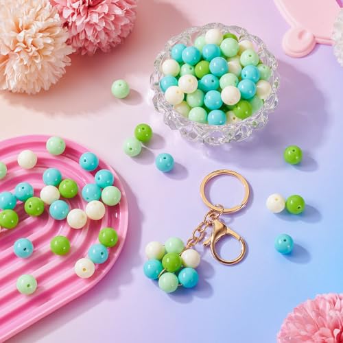 100 Pcs 11.5-12mm Bubblegum Beads Opaque Acrylic Chunky Loose Spacer Round Focal Beads for Jewelry Making Bracelet Necklace Keychain Craft Art Making,Hole:1.8mm,Lawn Green - color: Lawn Green