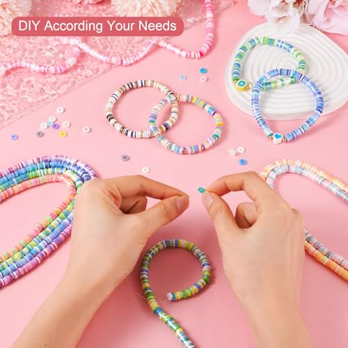 Pandahall 10 Strands 6mm Polymer Clay Beads Colorful Flat Pearlized Heishi for Friendship Bracelet Kit, Necklaces, Earring Jewelry Supplies - color: 10 Colors - Pearlized