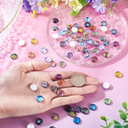 100Pcs/Set Flat Round Transparent Glass Cabochons with Pattern Eye Flatback Glass Dome Flatback Cab Beads for Photo Cameo Jewelry Making Necklace Ring DIY Crafts 12x4mm Random Mixed - color: 100Pcs-12x4mm-Random