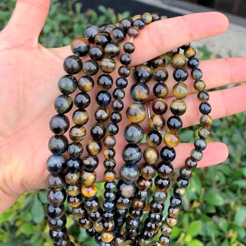 120pcs Adabele Natural Blue Golden Tigers Eye Healing Gemstone 6mm Round Beads Gem Stone Spacer for DIY Craft Jewelry Making GS23-6 - color: Golden Blue Tiger Eye Stone, size: 6mm (120pcs/2 strands)