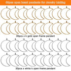 60pcs Open Bezels for Resin,Open Bezel Pendants Backs Hollow Frame Pendants Geometric Hollow Bezel Pendant Open Frame Pendant for Pressed Flower,Earrings,Bracelet,DIY Crafts(K Gold,White K) - color: K Gold,White K;Moon