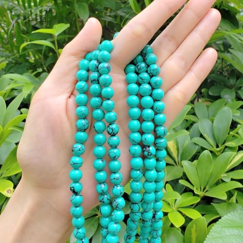 120pcs Adabele Natural Green Turquoise Howlite Healing Gemstone 6mm Round Beads Gem Stone Spacer for DIY Craft Jewelry Making GS19-6 - color: Green Howlite (Imitated Turquoise), size: 6mm (120pcs/2 strands)