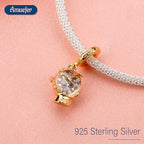 S925 Bead Dangle Charms for Bracelets Necklaces, Compatible with Pandora - style: Crystal Ball Charms 14K Gold Plated