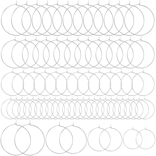 Pndeyo 280pcs Hypoallergenic Earring Beading Hoops, Metal Round Hoop Earrings Findings, Open Earring Wire Ring Accessories for Jewelry Making- Silver - color: Silver-280pcs