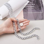 Craftdady 2Pcs Flat Chain Strap Silver Metal Purse Handbag Shoulder Body Replacement Strap 39.3" Twisted Curb Link Aluminum Cable Chain for Wallet Clutch Belt Necklace Bracelet - color: Silver, 16.5x13mm