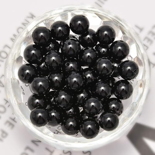 100pcs Natural Stone Beads 8mm Black Onyx Round Genuine Real Stone Beading Loose Gemstone Hole Size 1mm DIY Charm Smooth Beads for Bracelets Necklaces Earrings Jewelry Making Crafts - color: Black Onyx