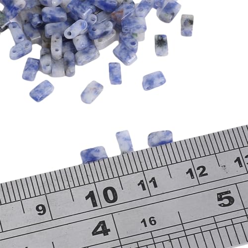 Beadia Natural Blue Sodalite Stone Tila Beads 5x2mm Rectangle 2-Hole Spacer Beads for DIY Bracelet Earring Making 15"/Strand - color: Blue Sodalite, size: 5x2mm