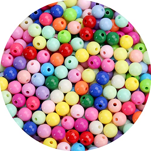 BONNY BOXX 1000PCs 6MM Smooth Mix Colors Acrylic Round Beads, Plastic Resin Bubblegum Balls Chunky Gumball Beads for Necklace and Bracelet Making, Crafting Supplies - color: Smooth Mix Colors, size: 6MM