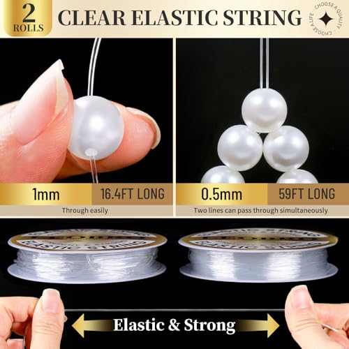 LEOBRO Pearl Beads for Bracelets, White Beads for Jewelry Making, Friendship Bracelet Kit, Crafts & DIY Jewelry Bracelet Making Kit - color: White