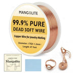 17 Gauge/1.2mm Copper Wire for Jewelry Making – 47 Feet Single Spool with Polishing Cloth & COA – 99.9% Pure Dead Soft Bare & Skin Safe Uncoated Craft Wire for Wire-Wrapped Trees & Sculpture - size: 17 Gauge, style: 5 Ounces