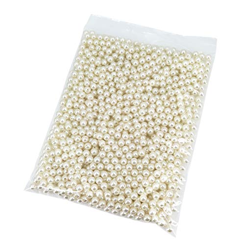 INSPIRELLE 1200pcs 8mm Ivory Art Faux Pearl Beads ABS Round Loose Spacer Beads for DIY Craft Necklaces Bracelets Jewelry Making - color: Ivory, size: 8mm
