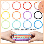Ornaland 12 Pcs Hei Shi Surfer Bracelets Friendship Bracelets Clay Bead Bracelets Polymer Stretch Bracelet Stackable Bracelet Set Women Summer inner diameter of the bracelet is about 6.5~7cm