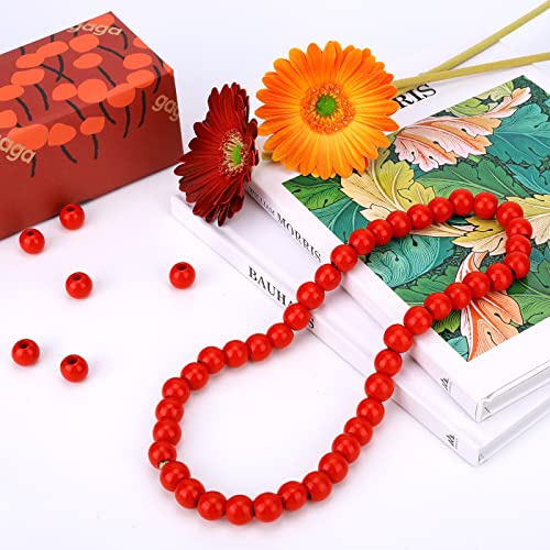240Pcs Red Wood Beads 16mm for Craft Large Hole Wood Beads Hole: 6mm - color: Red