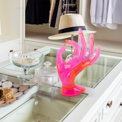 AUEAR, 1 Pack Hand Form Jewelry Display Holder OK Shape Stand Support for Bracelet Ring Watch Key Home Organization Pink