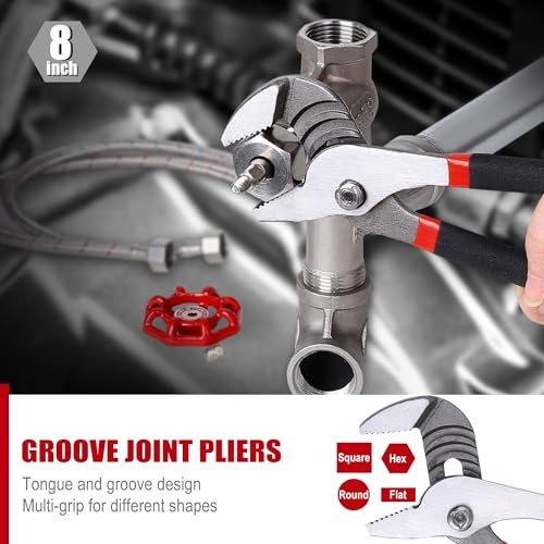 FASTPRO 7-piece Utility Pliers Set, Includes Slip Joint, Long Nose, Diagonal, Groove Joint, Linesman, and Mini Long Nose Pliers, Dipped Handle