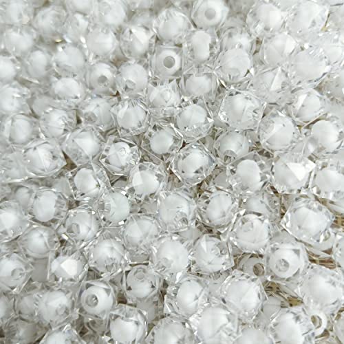 Cube 400pcs Faceted Square Transparent 8mm Glass Crystal Spacer Beads, Round Beads Inside for Jewelry Making (Clear) - color: Clear