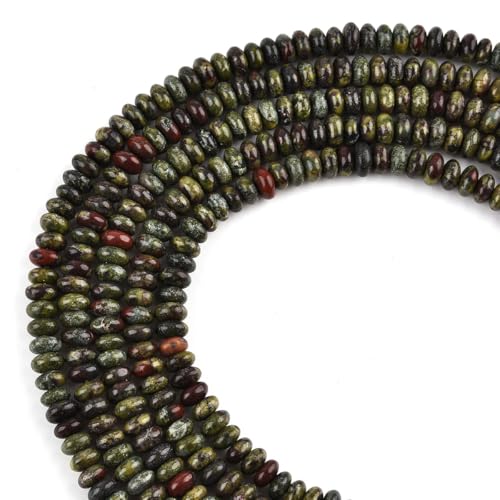 155pcs 4x2mm Natural Dragon Blood Jasper Disk Rondelle Spacer Stone Semi Precious Gemstone Loose Beads for Jewelry Making 15 Inch - color: Dragon Blood Jasper