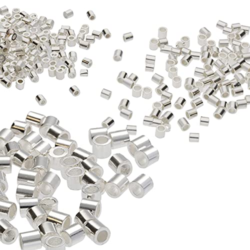 The Beadsmith Tube Crimp Beads, Assorted Sizes, Silver Color, Uniform Cylindrical Shape, No Sharp Edges, Designed to Secure the Ends of Jewelry Stringing Wires and Cables - color: Silver Plate, size: Variety (1.5/2/2.5mm) - 475 Pcs