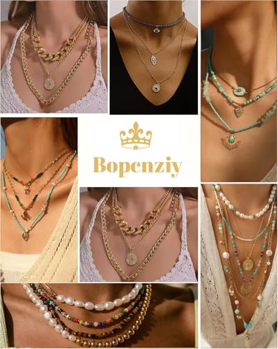 Layering Magnetic Necklace Clasps, Stainless Steel Chain Link Clasps, Multiple Necklace Clasp for Layered Look (2silvery+3silvery B) - color: 2silvery+3silvery B