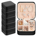 Taiyin Travel Jewelry Case, Bridesmaid Gifts Mini Jewelry Organizer, PU Leather Portable Earring Box for Women Girls - color: Black