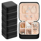 Taiyin Travel Jewelry Case, Bridesmaid Gifts Mini Jewelry Organizer, PU Leather Portable Earring Box for Women Girls - color: Black