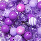 106Pcs 20mm Beads for Pens Making with Rondelle Spacer Beads Purple Acrylic Focal Bubblegum Bead Crystal Round Sparkly Chunky Bead for Pens Beadable Keychain Necklace DIY Craft Jewelry Making Supplies - color: Purple