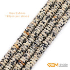 GEM-Inside 2x6mm Natural Dalmatian Dalmation Jasper Stone Heishi Disc Rondelle Spacer Beads for Jewelry Making Full 15" Strand Energy Stone Healing Power Crystal Crystal - color: Dalmation Jasper