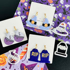 Xaekicr Halloween Polymer Clay Cutters Set – 8pcs Halloween Clay Cutters for Polymer Clay Jewelry, Clay Earring Cutters and Molds – Pumpkin, Tombstone, Witch Hat Clay Tools for DIY Crafts - color: C color