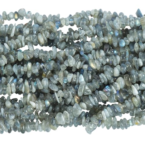 90 Inches Labradorite Irregular Shaped Crystal and Healing Tumbled Chip Stone Beads for Jewelry Making - color: Grey-Labradorite