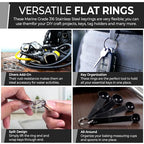 CREST Surgical and Marine Grade Stainless Steel Split Ring for Keychains SS316L Key Rings for Car Keys - color: 5-pack 316ss