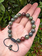 GAF TREASURES Grade A ++ Gemstone Round Bead Adjustable Bracelet 10mm, Genuine Crystal Bead Bracelet, Gift for Men & Women - color: Dragon Blood Jasper