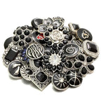 10PCs Mixed Style Rhinestones Snaps Jewelry Charms Buttons 18/20mm for Interchangeable Snaps Jewelry Making Women DIY Button Bracelets Necklaces Rings Brooch Accessories (Black) - color: Black