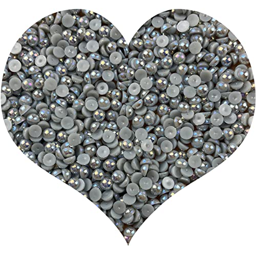 1000pcs 5mm Half Pearl Beads Flatback Pearl Beads Half Round Plastic Pearls for Crafts Scrapbooking Embellishment Nail Art(Light Gray AB) - color: Light Gray AB, size: 5mm