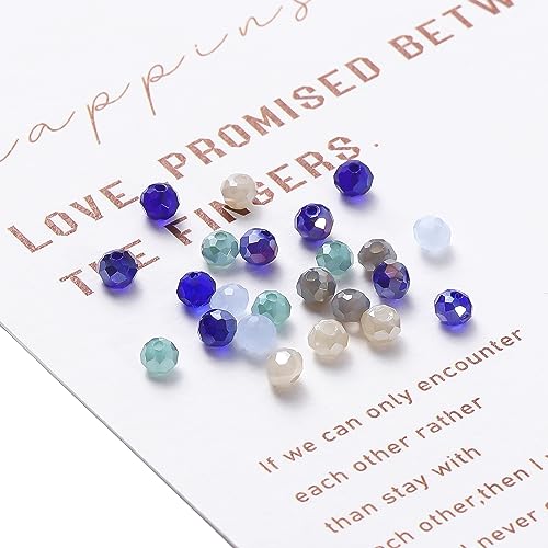 St.Kunkka Crystal Glass Beads for Jewelry Making, 1000pcs 4mm Mixed Color Faceted Rondelle Crystal Beads Austria Round Shape Loose Spacer Beads for DIY Women Bracelet Necklace (Blue Series) - color: Blue Series