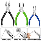 Mudder 3 Pieces Jewelry Pliers Set Includes 6-in-1 Bail Making Looping Nylon Nose Bent Nose Pliers for DIY Jewelry Beading Making Crafts Tool Wedding Easter Day Supplies