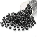 ToBeIT Acrylic Alphabet Letter A-Z Cube Beads 1000 pcs for Jewelry Making, Bracelets, Necklaces(6mm) (Black) - color: black