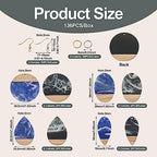 FASHEWELRY 16Pcs Teardrop Round Resin Wood Earring Charms Black Blue Wooden Blanks Geometry Findings for Jewelry Making, DIY-TA0004-37-Biyun - color: Black & Blue-Teardrop & Round
