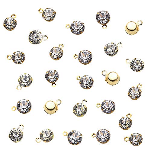 100 Pcs Rhinestone Charm Pendants Birthstone Crystal Women Diamond Dangle Pendant for Earrings Necklace Anklet Bracelet Craftings Crafts DIY Jewelry Making Accessories 0.32" Golden Plated - color: Golden Tone, size: 0.32 inches