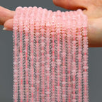 2 Strands (300PCs) Natural Pink Quartz Rondelle Beads, 2 * 4mm Gemstone Loose Spacer Abacus Disk Beads for DIY Bracelet Necklace Earrings Jewelry Making, Craft Supplies Beading Kit - color: Pink Quartz, size: 2*4MM