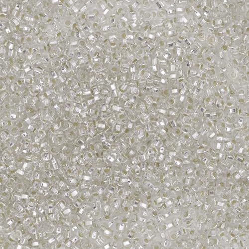 John Bead Czech Glass Seed Beads 10/0 Silver Lined Crystal 22Grams Bead for Jewelry Bracelets Necklaces Earrings DIY Arts Crafts Making