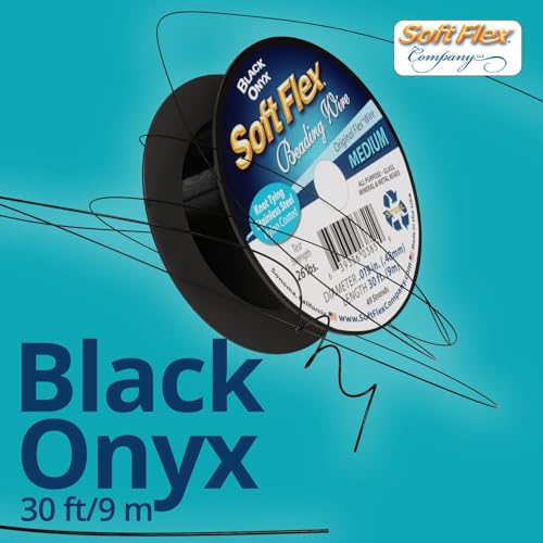 Soft Flex 49 Strand Beading Wire - Medium 0.19 Diameter - 30 Feet Nylon Design Wire - style: Black