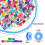 8000 Pieces 20 Strands Polymer Clay Disc Flat Heishi Round Vinyl Handmade Spacer for Making Jewelry Necklace Bracelet DIY Crafts(Multiple Colors, 6 mm)