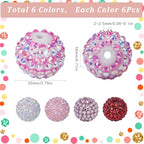 SUNNYCLUE 36Pcs Rhinestone Bead 20mm Red Resin Chunky Bubblegum Chunky Beads Bulk Diamond Disco Ball Rhinestone Spacers for Jewelry Making DIY Bracelet Necklace Pen Supplies - color: 36pcs 20mm Red Rhinestone Beads