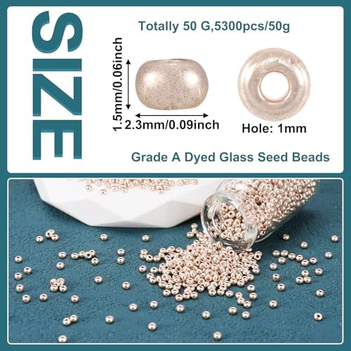 Craftdady 11/0 Metallic Gold Round Glass Seed Beads 2.3mm Tiny Round Ball Loose Pony Spacer Beads About 5300Pcs for Jewelry Making Hole: 1mm - color: Metallic Gold, 2.3mm