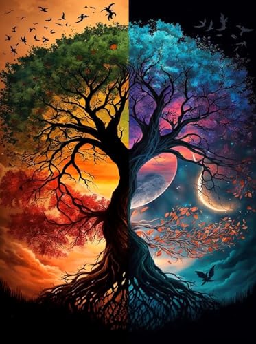 Tree of Life Dimond Art Paintings Kits for Adults Beginner, Diamond Painting Kits for Adults, 5D Adult Diamond art Paint by Diamonds, DIY Full Drill Diamond Painting Home Wall Decor 12x16 inch - color: Dazzling Tree of Life