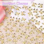 60 Pcs Alloy Gold Bow Bowknot Charms, Gold Bow Tie Pendant Charms Bulk for Jewelry, Bowknot Pendants Earring Charm Necklace Bracelets DIY Crafts Supplies - color: Set-2