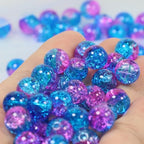 100Pcs 10mm Crackle Glass Beads for Jewelry Making - Round Spacer Crystal Beads Bulk, DIY Craft Supplies for Necklace Bracelet Earrings (Blue Plum) - color: Blue Plum