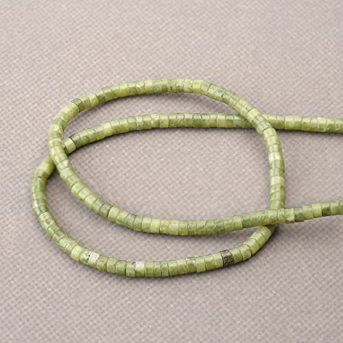 150PCs Natural African Transvaal Jade Spacer Beads, Loose Semi Precious Flat Round Gemstone Heishi Disc Stone Beads for Beading Jewelry Making 4mm*2mm 38cm - color: African Transvaal Jade, size: 4MM*2MM